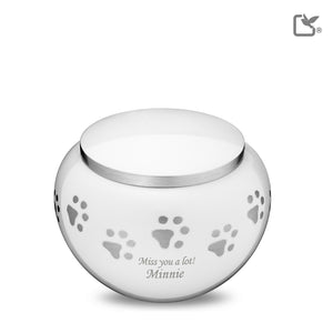 P272M   Classic Round Medium Pet Urn White & Bru Pewter