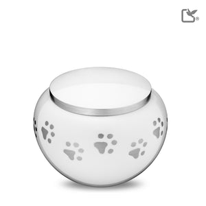 P272M   Classic Round Medium Pet Urn White & Bru Pewter