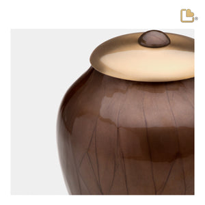 P521L   Simplicity Large Pet Urn Pearl Bronze & Bru Gold