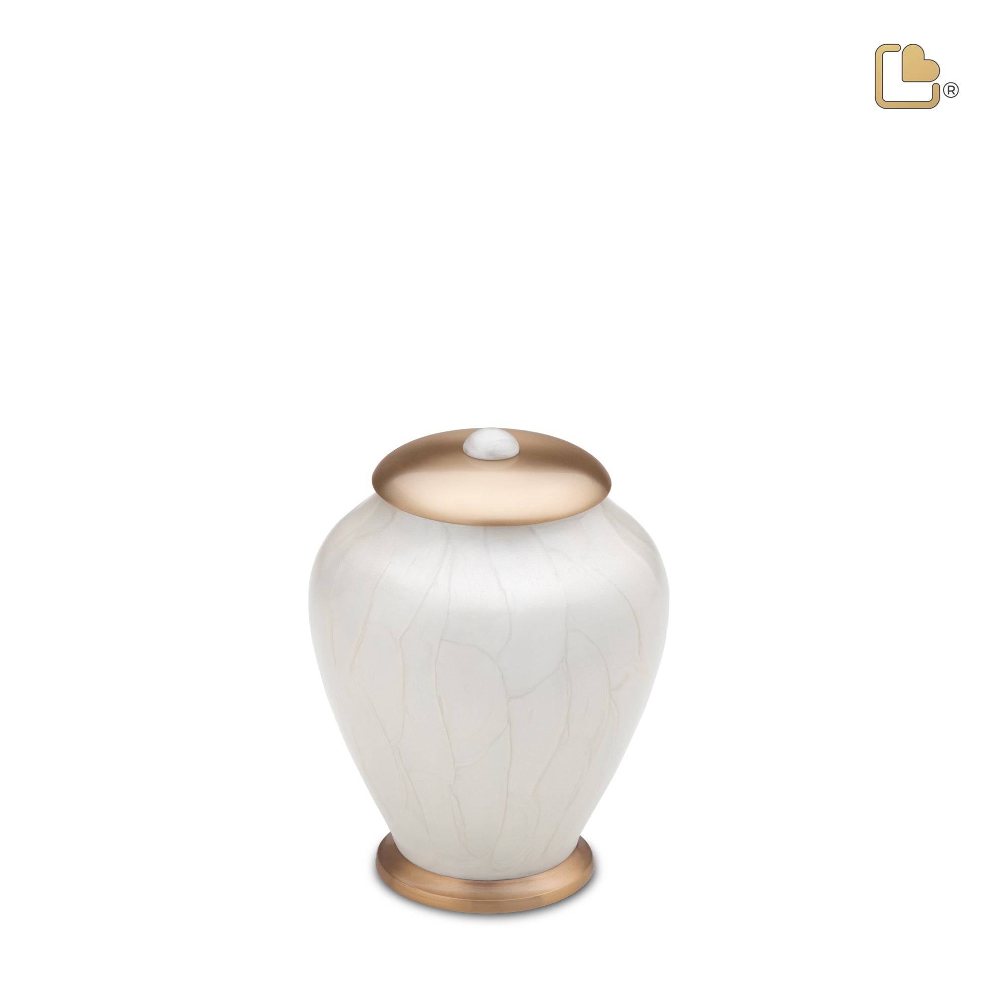 P522S   Simplicity Small Pet Urn Pearl White & Bru Gold