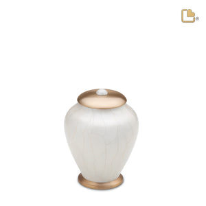 P522S   Simplicity Small Pet Urn Pearl White & Bru Gold