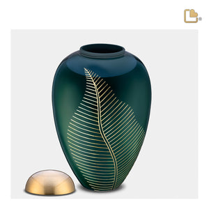 P540L   Elegant Leaf Large Pet Urn Green & Bru Gold