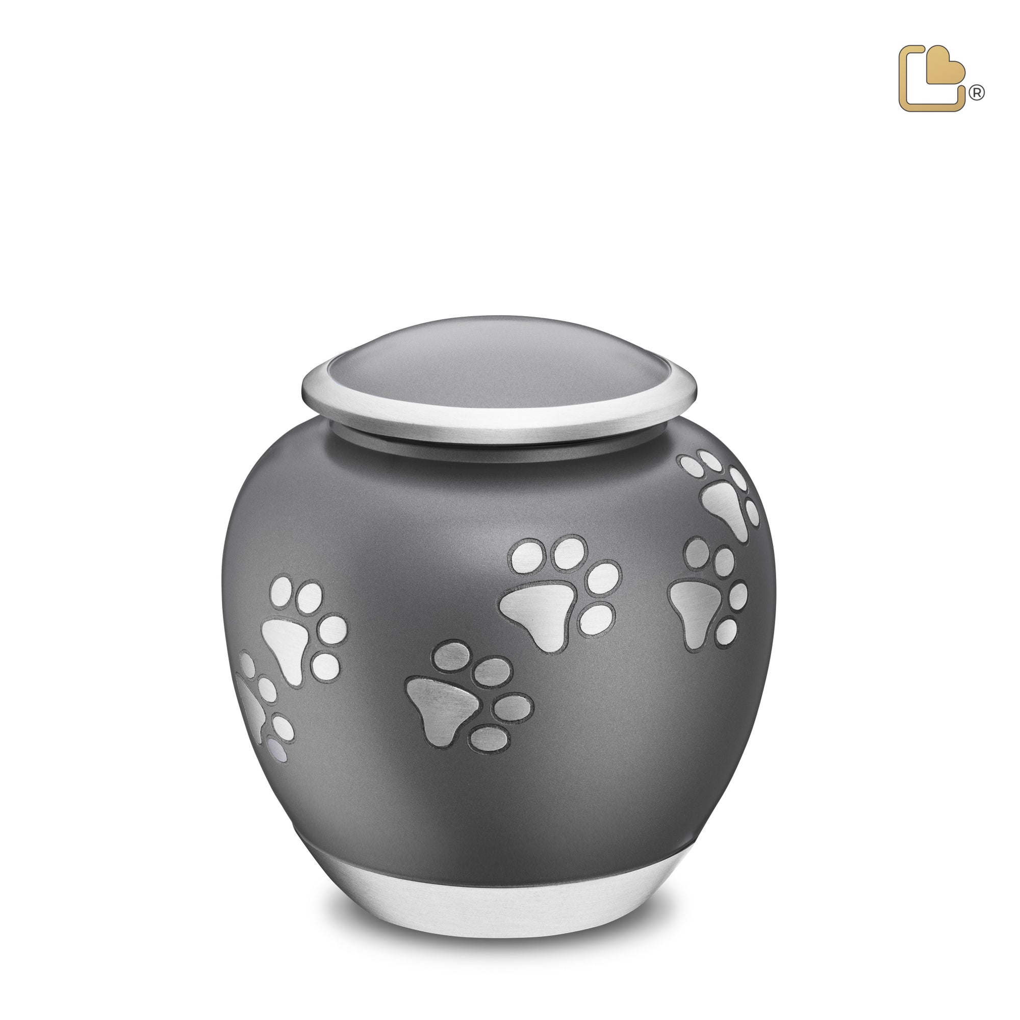 P550M   Shadow Medium Pawprint Pet Urn French Grey & Bru Pewter