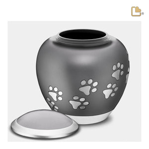 P550M   Shadow Medium Pawprint Pet Urn French Grey & Bru Pewter