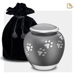 P550M   Shadow Medium Pawprint Pet Urn French Grey & Bru Pewter