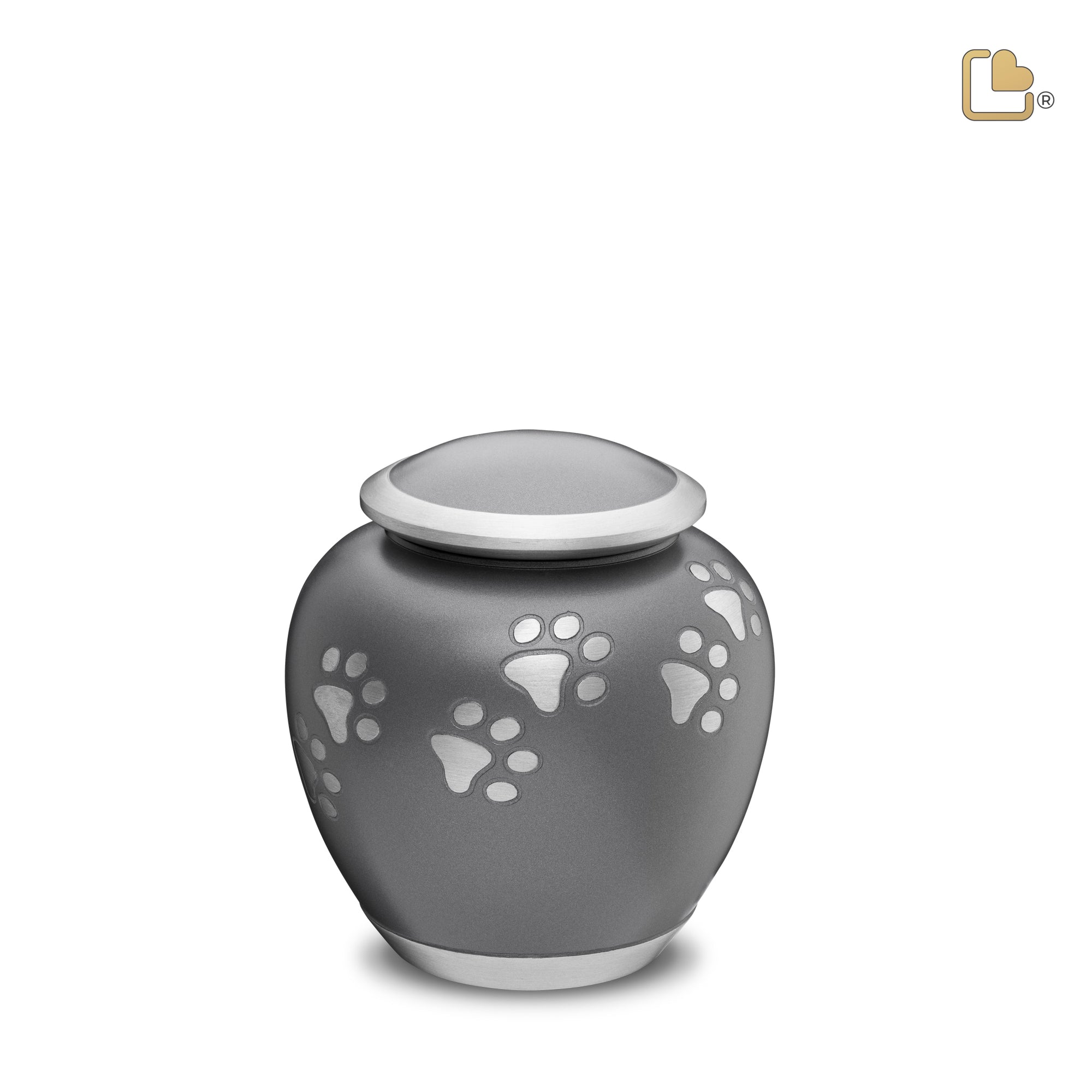 P550S   Shadow Small Pawprint Pet Urn French Grey & Bru Pewter