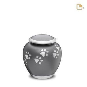 P550S   Shadow Small Pawprint Pet Urn French Grey & Bru Pewter