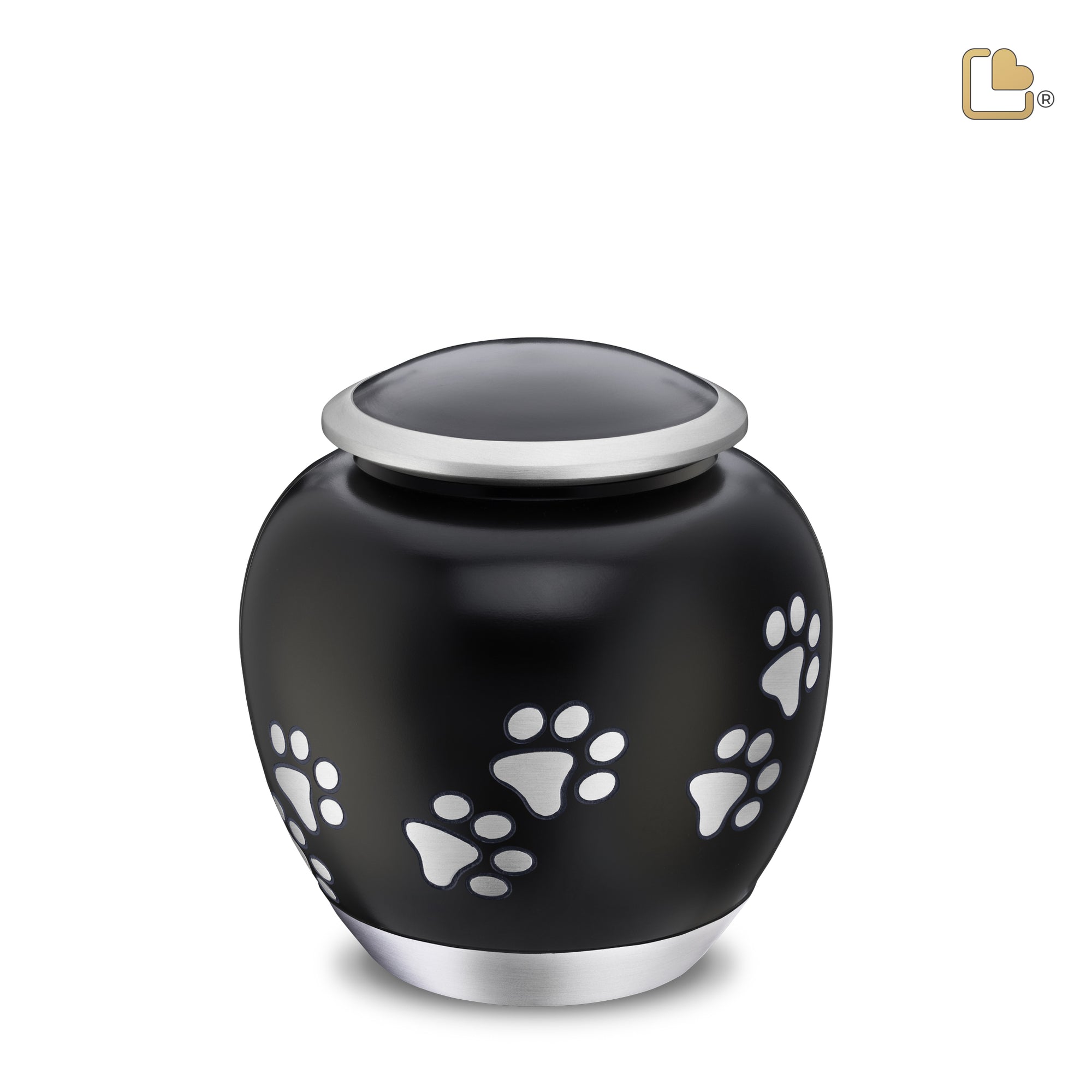 P551M   Shadow Medium Pawprint Pet Urn Black & Bru Pewter