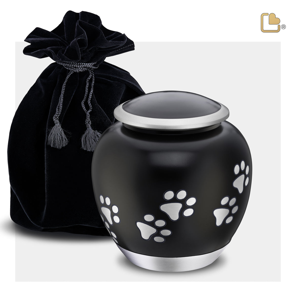 P551M   Shadow Medium Pawprint Pet Urn Black & Bru Pewter