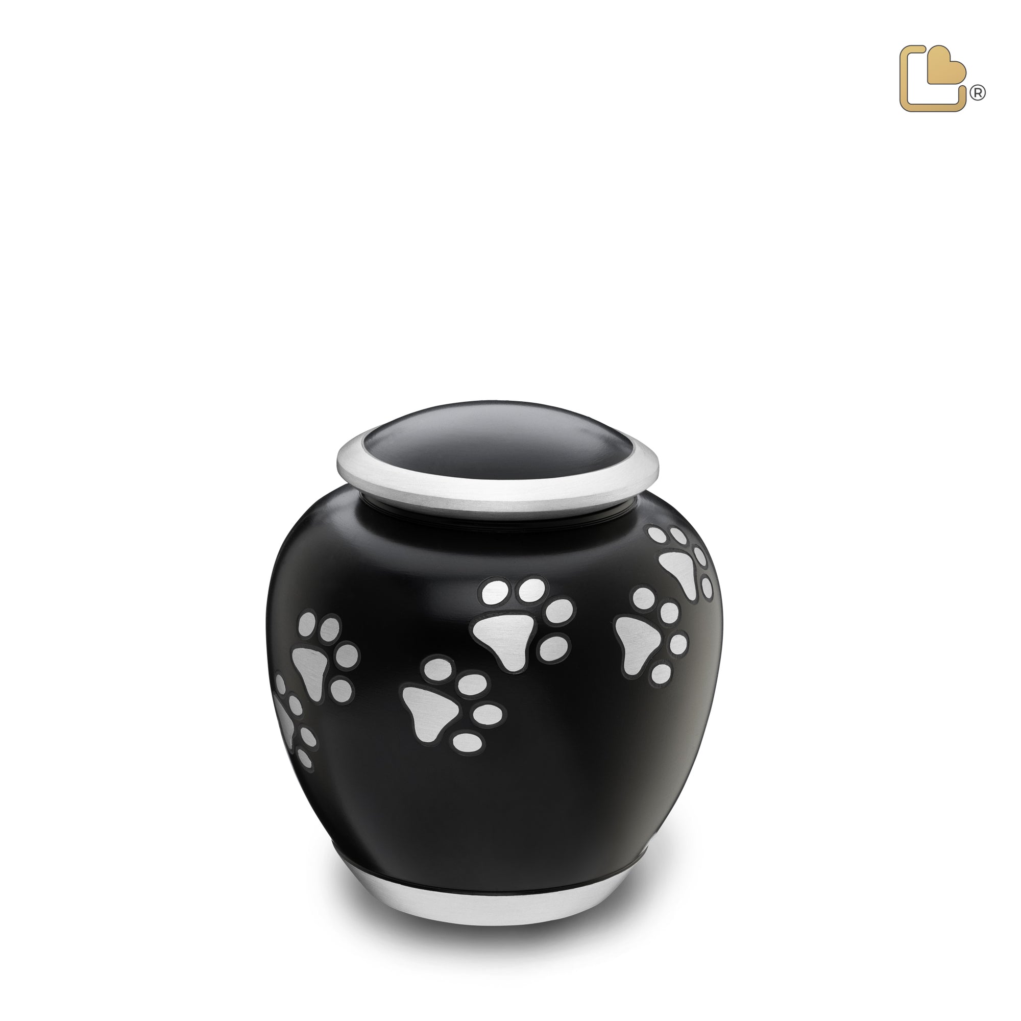 P551S   Shadow Small Pawprint Pet Urn Black & Bru Pewter