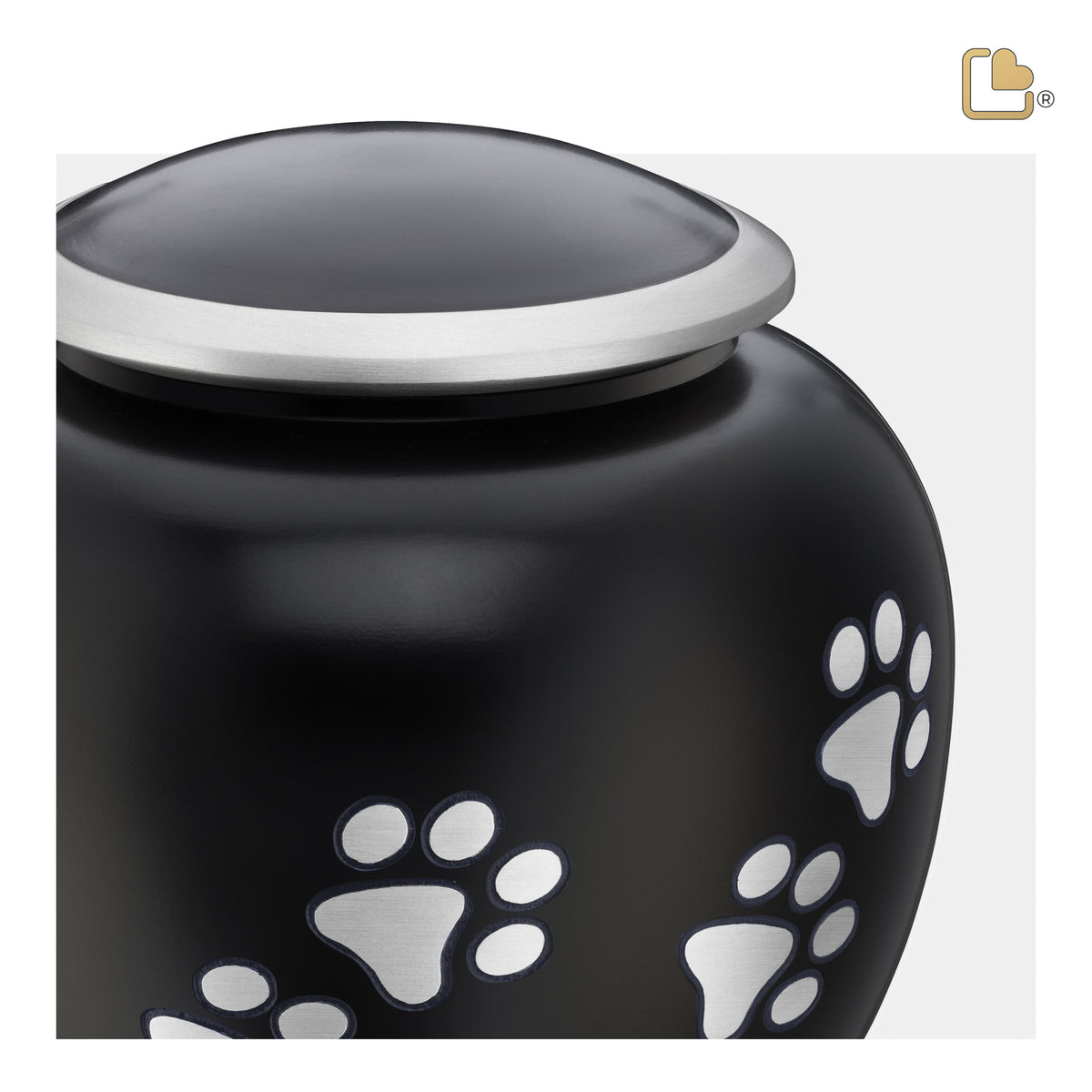 P551S   Shadow Small Pawprint Pet Urn Black & Bru Pewter