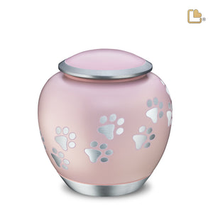 P552L   Shadow Large Pawprint Pet Urn Pink & Bru Pewter