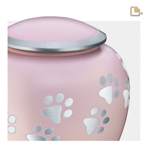 P552L   Shadow Large Pawprint Pet Urn Pink & Bru Pewter