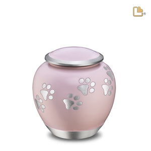 P552M   Shadow Medium Pawprint Pet Urn Pink & Bru Pewter