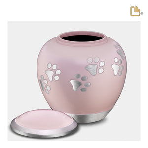 P552M   Shadow Medium Pawprint Pet Urn Pink & Bru Pewter