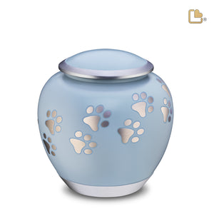 P553L   Shadow Large Pawprint Pet Urn Blue & Bru Pewter