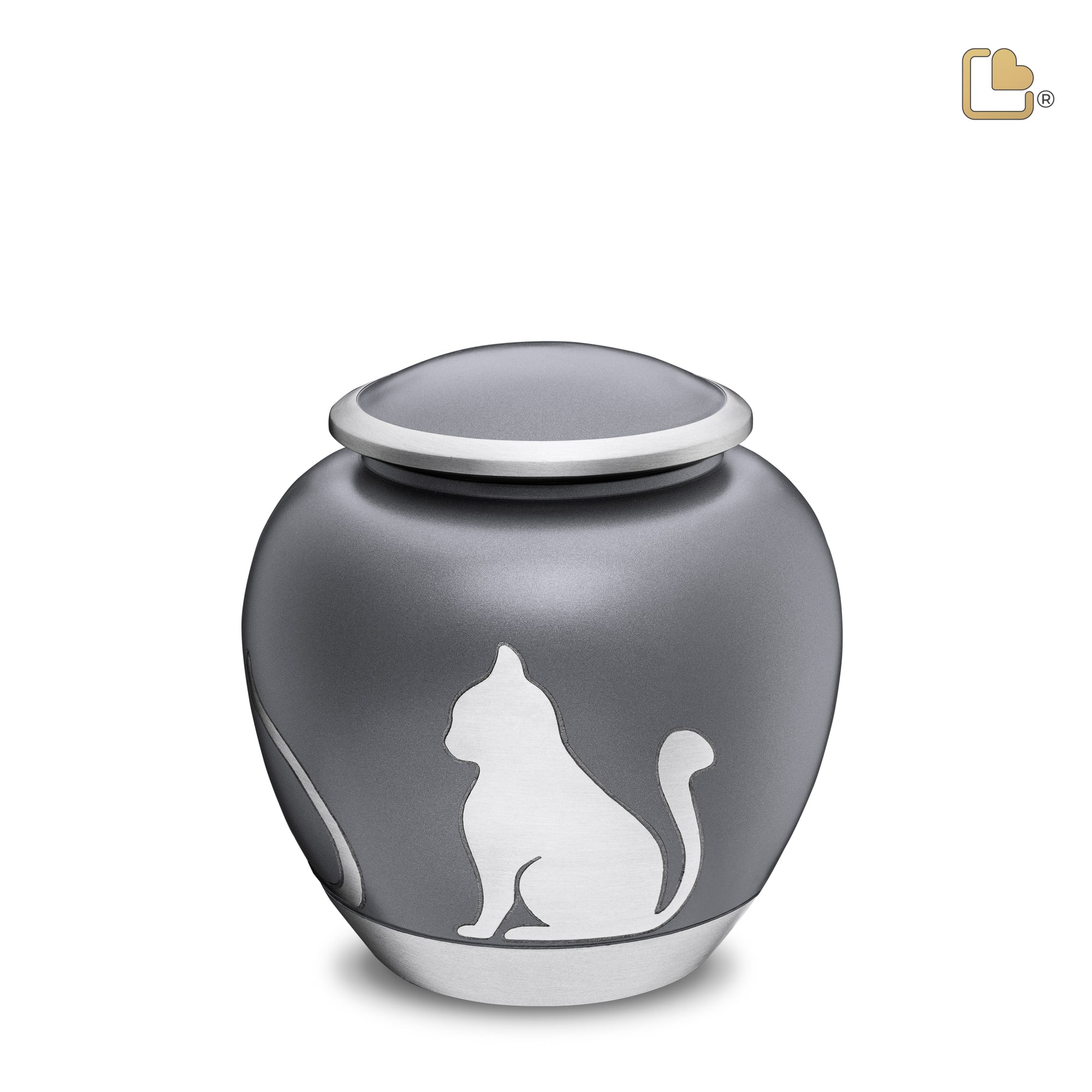 P554M   Shadow Medium Cat Pet Urn French Grey & Bru Pewter