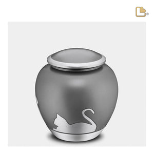 P554M   Shadow Medium Cat Pet Urn French Grey & Bru Pewter