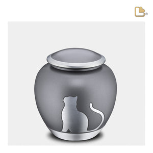 P554M   Shadow Medium Cat Pet Urn French Grey & Bru Pewter