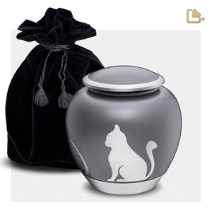 P554M   Shadow Medium Cat Pet Urn French Grey & Bru Pewter