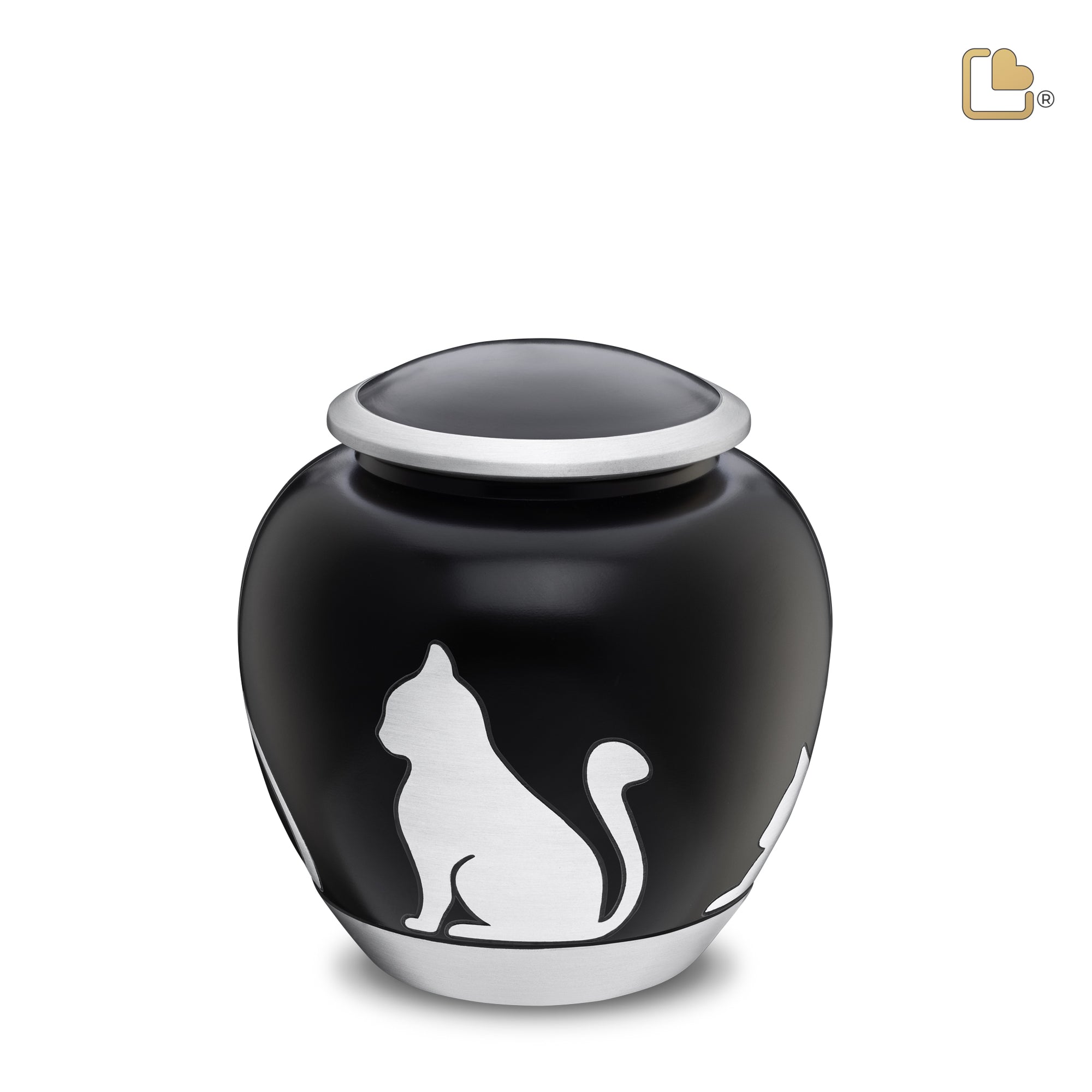 P555M   Shadow Medium Cat Pet Urn Black & Bru Pewter