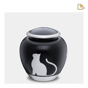 P555M   Shadow Medium Cat Pet Urn Black & Bru Pewter