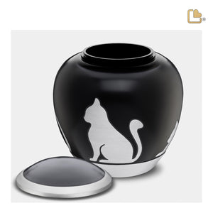 P555M   Shadow Medium Cat Pet Urn Black & Bru Pewter