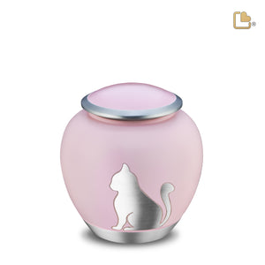 P556M   Shadow Medium Cat Pet Urn Pink & Bru Pewter