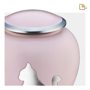 P556M   Shadow Medium Cat Pet Urn Pink & Bru Pewter