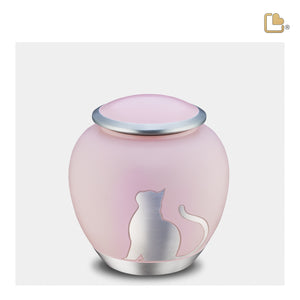 P556M   Shadow Medium Cat Pet Urn Pink & Bru Pewter