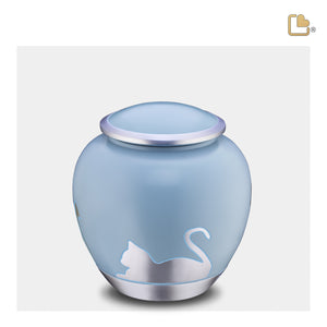 P557M   Shadow Medium Cat Pet Urn Blue & Bru Pewter