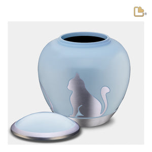 P557M   Shadow Medium Cat Pet Urn Blue & Bru Pewter