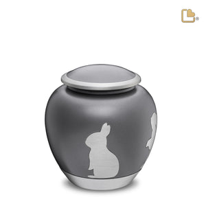 P558M   Shadow Medium Rabbit Pet Urn French Grey & Bru Pewter