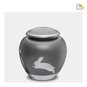 P558M   Shadow Medium Rabbit Pet Urn French Grey & Bru Pewter