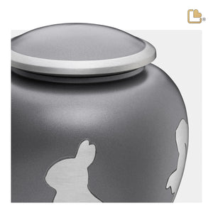 P558M   Shadow Medium Rabbit Pet Urn French Grey & Bru Pewter