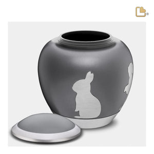 P558M   Shadow Medium Rabbit Pet Urn French Grey & Bru Pewter