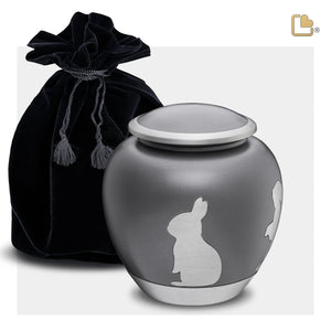 P558M   Shadow Medium Rabbit Pet Urn French Grey & Bru Pewter