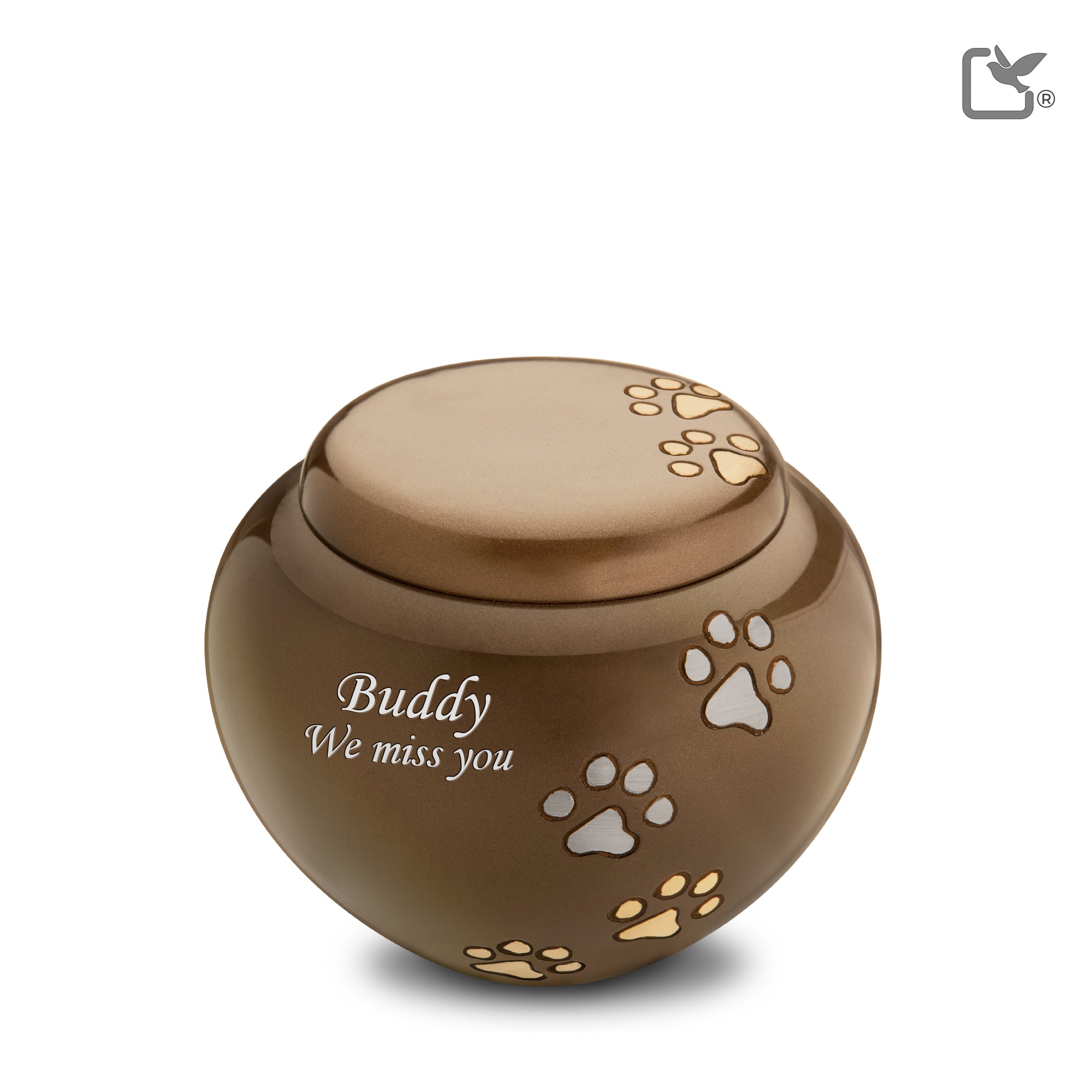 P570M   Cuddle Medium Pet Urn Bronze & Bru Gold