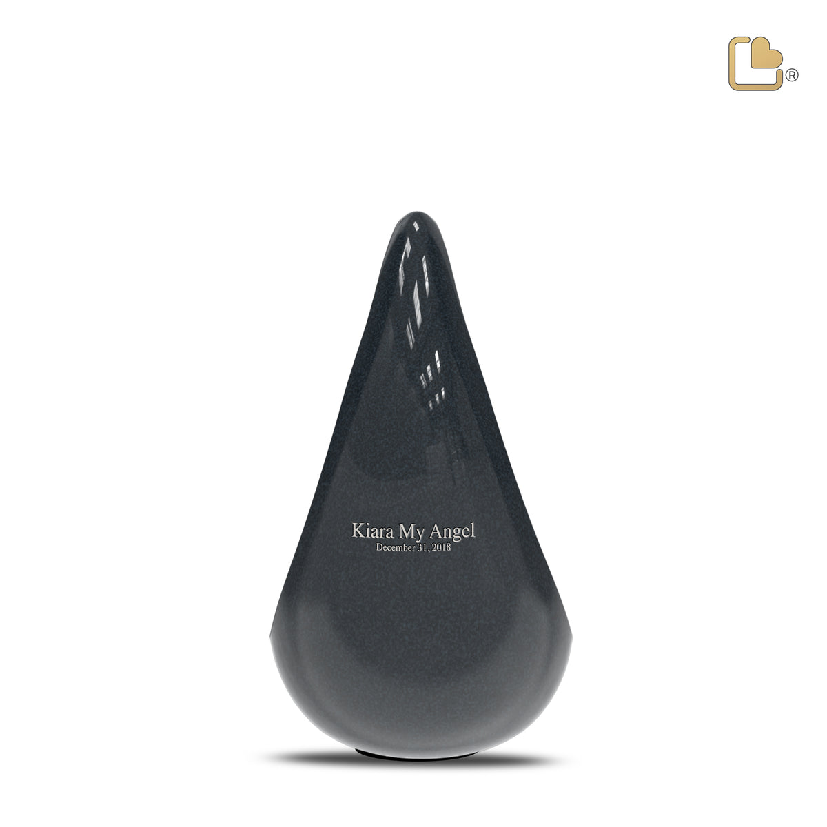 P580   TearDrop Medium Urn Midnight & Bru Pewter
