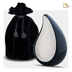 P580   TearDrop Medium Urn Midnight & Bru Pewter