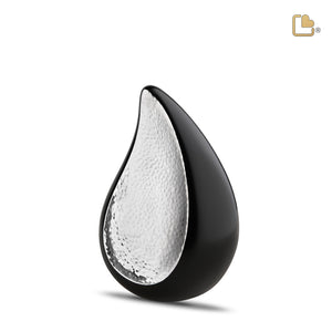 P582   TearDrop Medium Urn Black & Hmd Silver