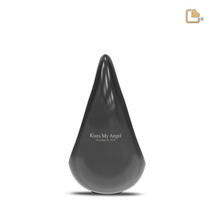 P582   TearDrop Medium Urn Black & Hmd Silver