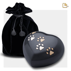 P631L   Large Heart Pet Urn Midnight & Bru Pewter