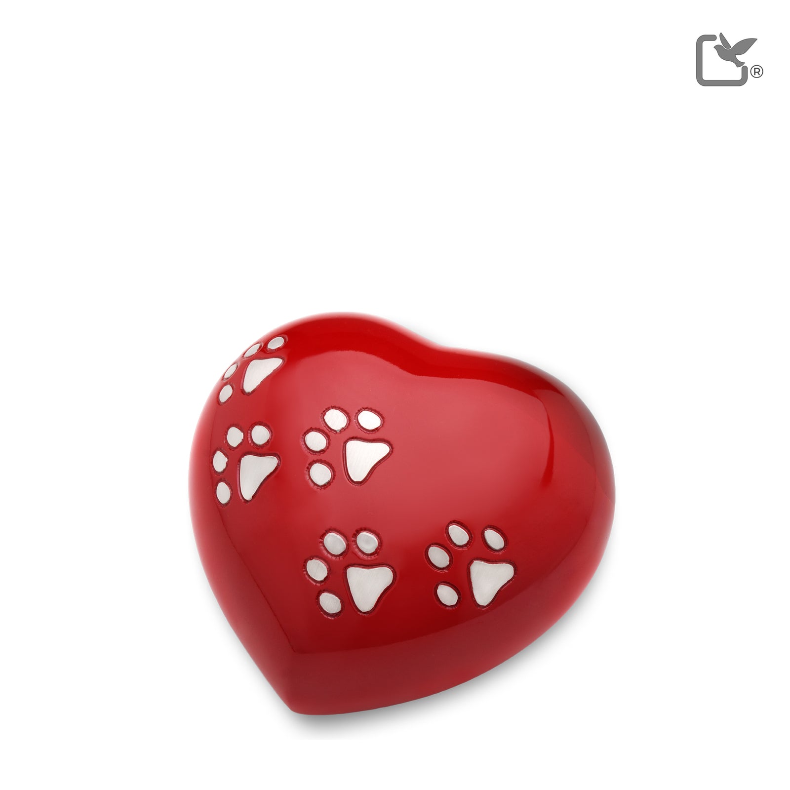 P632M   Medium Heart Pet Urn Red & Bru Pewter