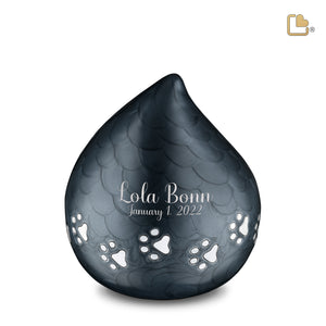 P633M   LoveDrop Medium Pet Urn Pearl Midnight & Bru Pewter