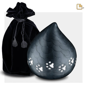 P633M   LoveDrop Medium Pet Urn Pearl Midnight & Bru Pewter