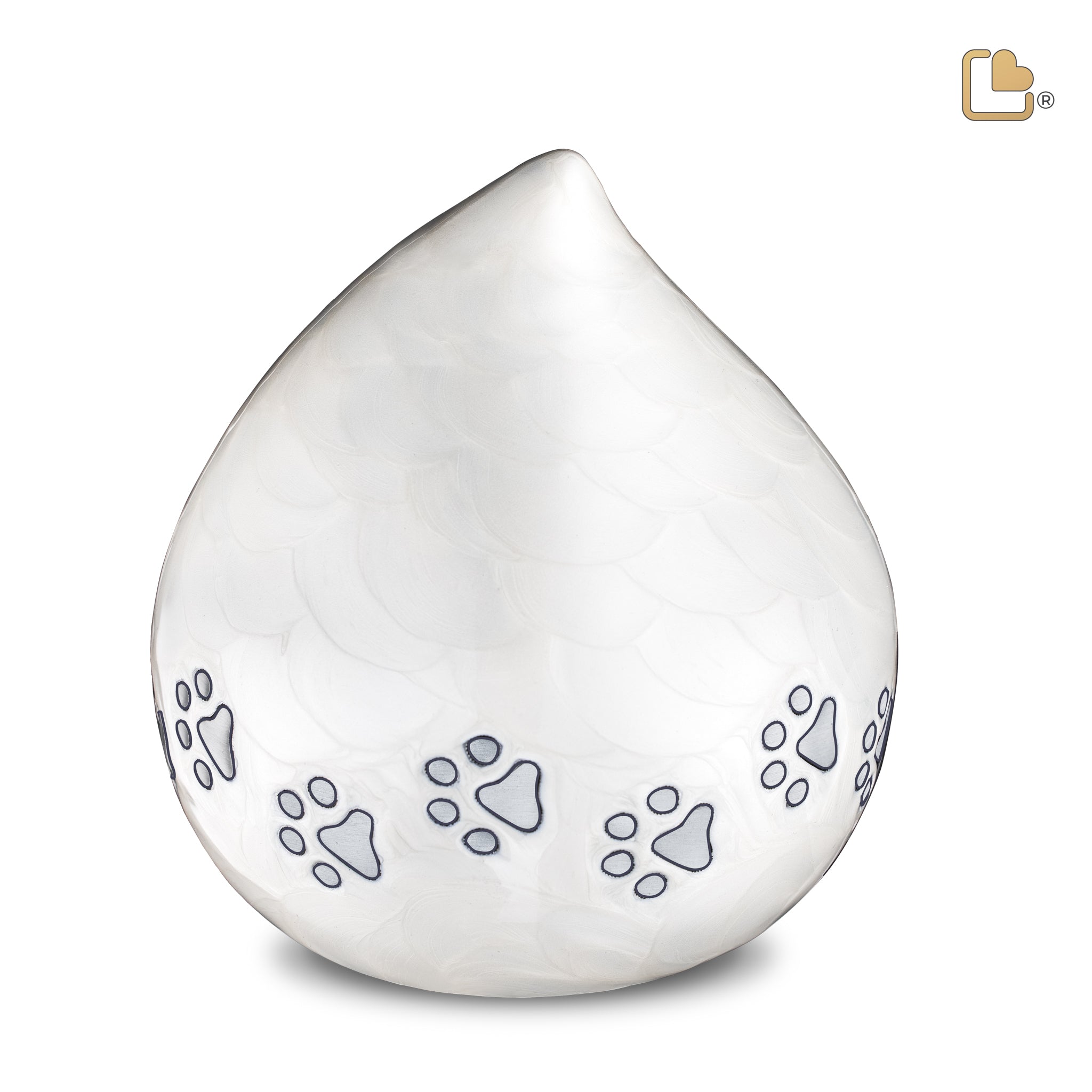 P635L LoveDrop Large Pet Urn Pearl White & Bru Pewter LoveUrns®US