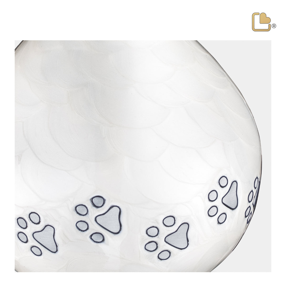 P635M   LoveDrop Medium Pet Urn Pearl White & Bru Pewter