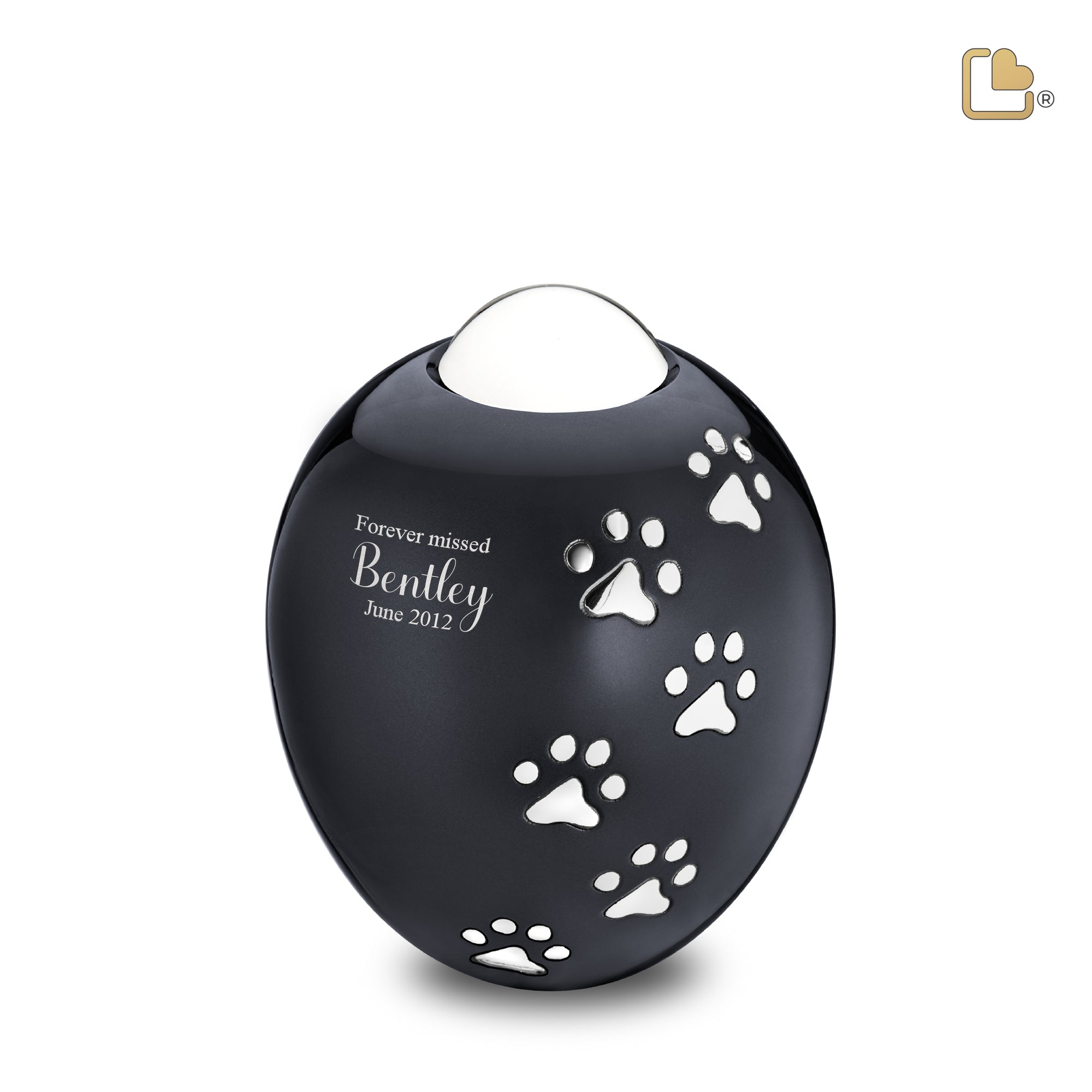 P636L   Adore Large Pet Urn Midnight & Pol Silver