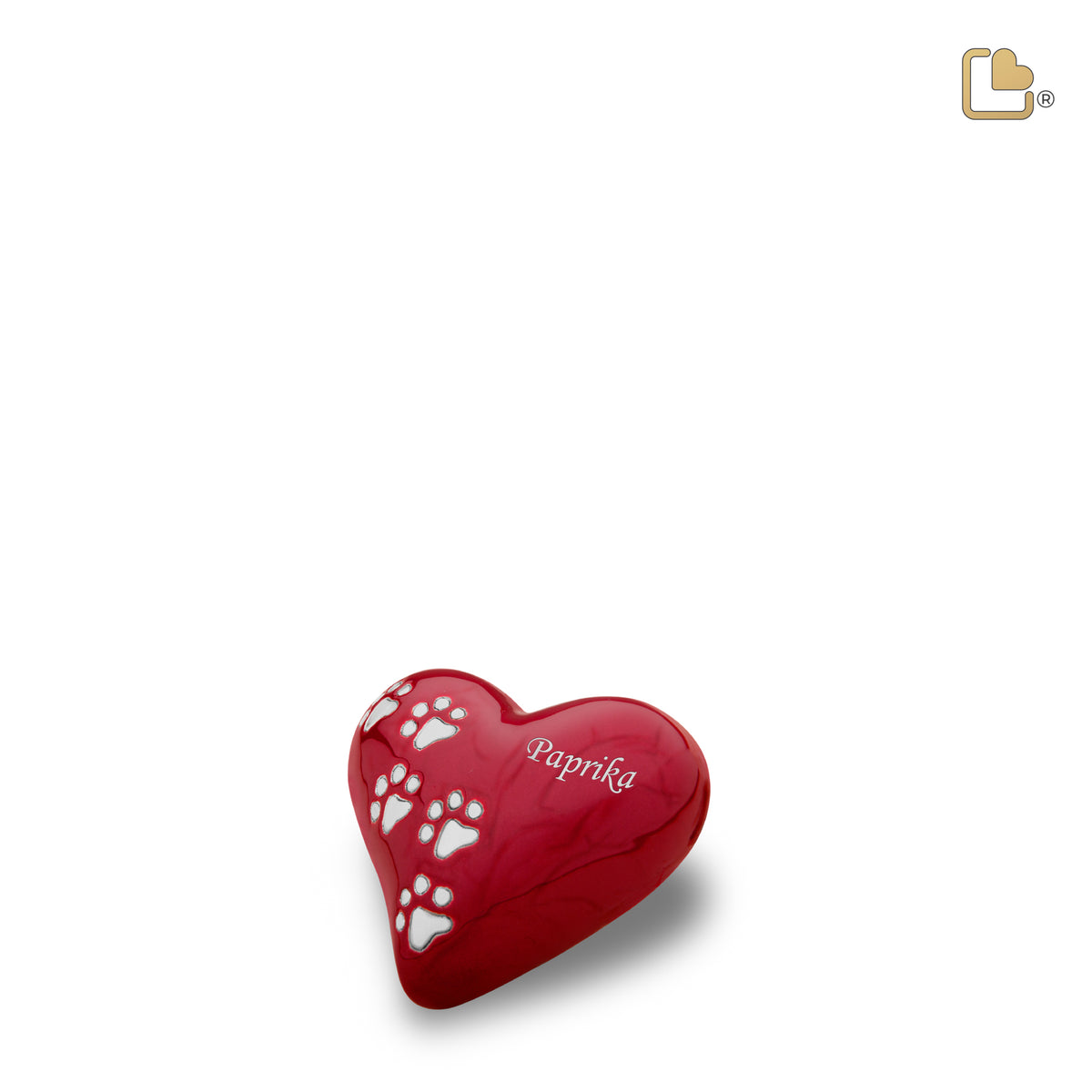 P637K   Keepsake Heart Pet Urn Pearl Red &amp; Bru Pewter
